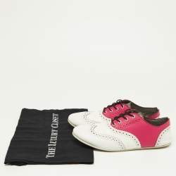 Dolce & Gabbana Pink/White Brogue Leather Oxford Sneakers Size 36
