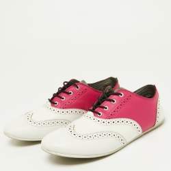 Dolce & Gabbana Pink/White Brogue Leather Oxford Sneakers Size 36