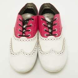 Dolce & Gabbana Pink/White Brogue Leather Oxford Sneakers Size 36