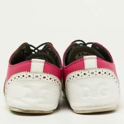 Dolce & Gabbana Pink/White Brogue Leather Oxford Sneakers Size 36