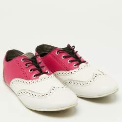 Dolce & Gabbana Pink/White Brogue Leather Oxford Sneakers Size 36