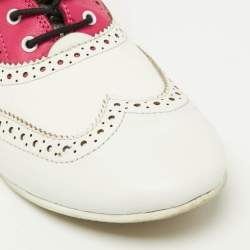 Dolce & Gabbana Pink/White Brogue Leather Oxford Sneakers Size 36