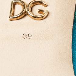 Pre Owned Dolce & Gabbana Blue Iguana Lizard Embossed Leather, Mesh Slingback Pumps Size 39