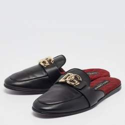 Pre Owned Dolce & Gabbana Black Leather Mules Size 42