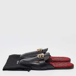 Pre Owned Dolce & Gabbana Black Leather Mules Size 42