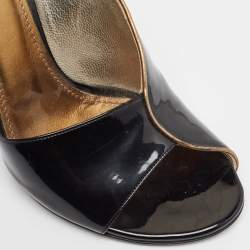 Dolce & Gabbana Black Patent Leather Open Toe D'orsay Pumps Size 41
