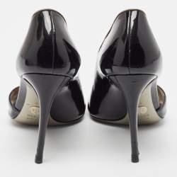 Dolce & Gabbana Black Patent Leather Open Toe D'orsay Pumps Size 41