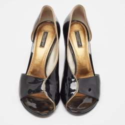 Dolce & Gabbana Black Patent Leather Open Toe D'orsay Pumps Size 41