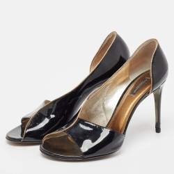 Dolce & Gabbana Black Patent Leather Open Toe D'orsay Pumps Size 41