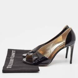 Dolce & Gabbana Black Patent Leather Open Toe D'orsay Pumps Size 41
