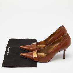 Pre Owned Dolce & Gabbana Brown Leather Pointed Toe Pumps Size 37