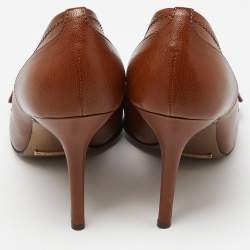 Pre Owned Dolce & Gabbana Brown Leather Pointed Toe Pumps Size 37