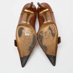 Pre Owned Dolce & Gabbana Brown Leather Pointed Toe Pumps Size 37