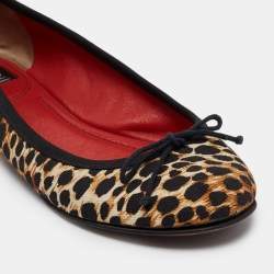 Dolce & Gabbana Tricolor Animal Print and Polka Dot Canvas Bow Ballet Flats Size 37.5