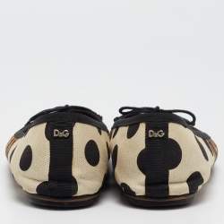 Dolce & Gabbana Tricolor Animal Print and Polka Dot Canvas Bow Ballet Flats Size 37.5