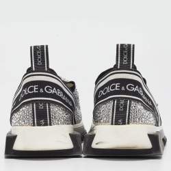 Dolce & Gabbana Silver/Black Fabric  Sorrento Embellished Sneakers Size 37