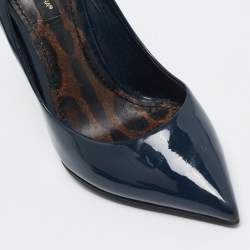 Pre Owned Dolce & Gabbana Navy Blue Patent Leather Pointed Toe Pumps Size 37
