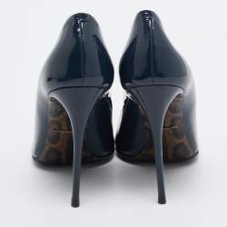 Pre Owned Dolce & Gabbana Navy Blue Patent Leather Pointed Toe Pumps Size 37