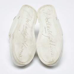 Pre Owned Dolce & Gabbana White/Gold Leather Portofino Sneakers Size 38.5