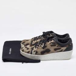 Dolce & Gabbana Black/Brown Leopard Print Canvas and Leather Sneakers Size 40