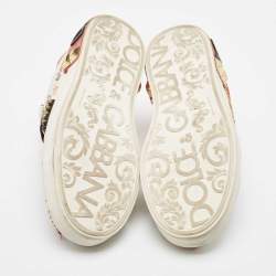 Pre Owned Dolce & Gabbana Multicolor Leather Amore Heart Embroidered Low Top Sneakers Size 37