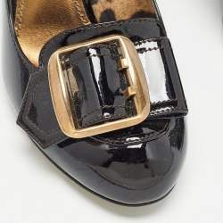 Pre Owned Dolce & Gabbana Black Patent Buckle Detail Pumps Size 39.5