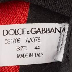Pre Owned Dolce & Gabbana Red/Black Knit Fabric Portofino Slip On Sneakers Size 44