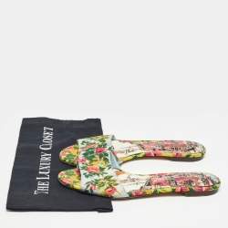Pre Owned Dolce & Gabbana Tricolor Floral Print Canvas Flat Slide Size 41