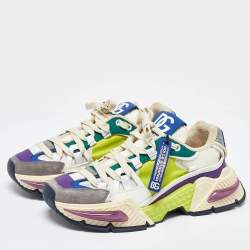 Pre Owned Dolce & Gabbana Multicolor Suede and Nylon Airmaster Low Top Sneakers Size 39.5