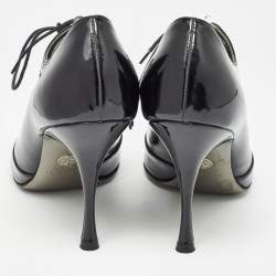 Pre Owned Dolce & Gabbana Black Patent Leather Lace Up Ankle Boots Size 38