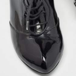 Pre Owned Dolce & Gabbana Black Patent Leather Lace Up Ankle Boots Size 38