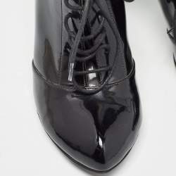 Pre Owned Dolce & Gabbana Black Patent Leather Lace Up Ankle Boots Size 38