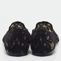 Pre Owned Dolce & Gabbana Black Lace Smoking Slippers Size 38