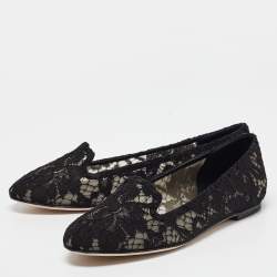 Pre Owned Dolce & Gabbana Black Lace Smoking Slippers Size 38