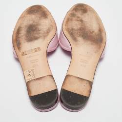 Pre Owned Dolce & Gabbana Pink Lizard Embossed Leather Flat Slides Size 37.5    