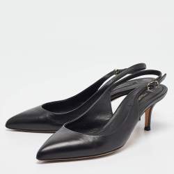Pre Owned Dolce & Gabbana Black Leather Slingback Pumps Size 38