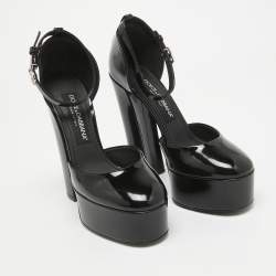 Pre Owned Dolce & Gabbana Black Patent Leather Platform Pumps  Size 37