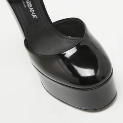 Pre Owned Dolce & Gabbana Black Patent Leather Platform Pumps  Size 37