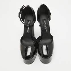 Pre Owned Dolce & Gabbana Black Patent Leather Platform Pumps  Size 37