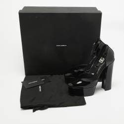 Pre Owned Dolce & Gabbana Black Patent Leather Platform Pumps  Size 37