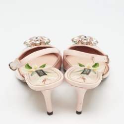 Pre Owned Dolce & Gabbana Pink Patent Crystal Embellished Slingback Pumps Size 39.5