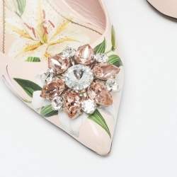 Pre Owned Dolce & Gabbana Pink Patent Crystal Embellished Slingback Pumps Size 39.5