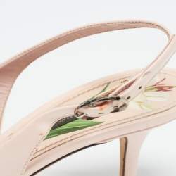 Pre Owned Dolce & Gabbana Pink Patent Crystal Embellished Slingback Pumps Size 39.5