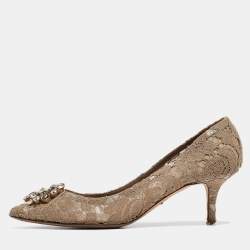 Dolce & Gabbana Beige Lace Bellucci Pumps Size 40.5