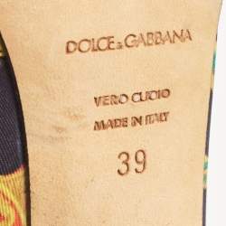 مملوكة مسبقًا Dolce & Gabbana Multicolor Canvas Crystal Embellished Ankle Strap Sandals Size 39