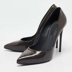 Dolce & Gabbana Grey Patent Leather Pointed Toe Pumps Size 36.5