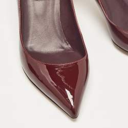 Pre Owned Dolce & Gabbana Burgundy Patent Leather Pointed Toe Pumps Size 38.5