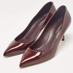 Pre Owned Dolce & Gabbana Burgundy Patent Leather Pointed Toe Pumps Size 38.5