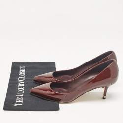 Pre Owned Dolce & Gabbana Burgundy Patent Leather Pointed Toe Pumps Size 38.5