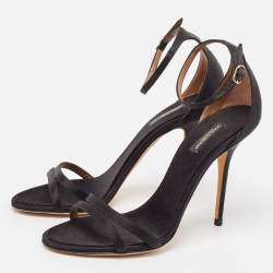 Dolce & Gabbana Black Satin Ankle Strap Sandals Size 39